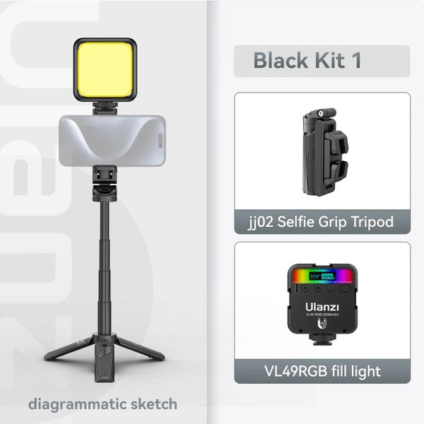 Bluetooth Selfie Stick with Tripod – 4-Section Stretchable Rotating Handle for Stable Shots