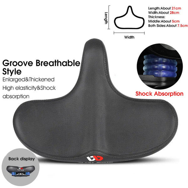 Wide Ergonomic Bike Saddle for MTB E Bike and City Bicycle Comfort