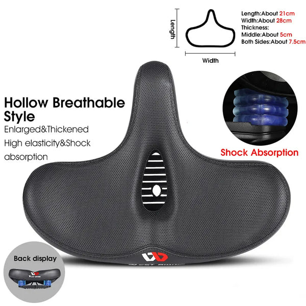 Wide Ergonomic Bike Saddle for MTB E Bike and City Bicycle Comfort