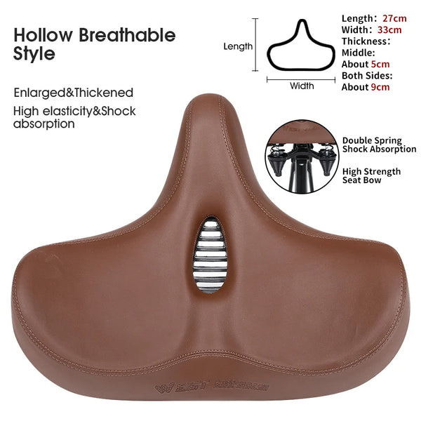 Wide Ergonomic Bike Saddle for MTB E Bike and City Bicycle Comfort