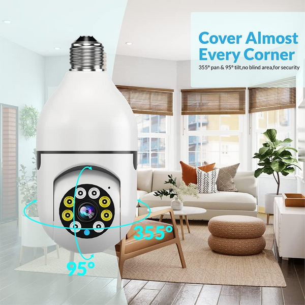 HD Wireless Outdoor WiFi Surveillance Light Bulb Security Camera With Motion Detection