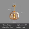 Modern Nordic Ceiling Lamp with Cognac Glass Shade – LED Ceiling Lights for Dining Room and Living Spaces