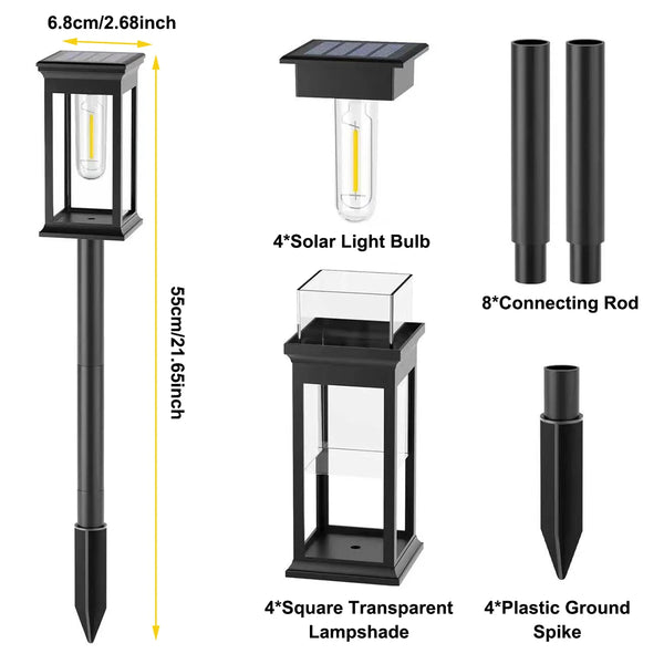 4PCS Solar Pathway Lights Outdoor Waterproof Landscape LED Lamps for Garden and Walkway