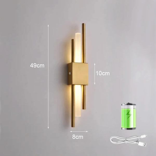 LED Staggered Wireless Wall Sconce – Usb Rechargeable Indoor Lighting for Modern Home Decor