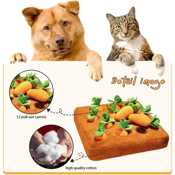 Interactive Plush Carrot Dog Toy- Carrot Snuffle Mat for Dogs
