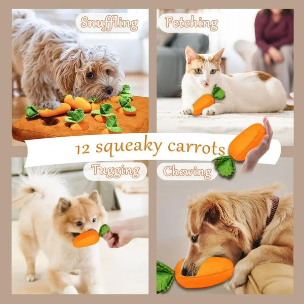 Interactive Plush Carrot Dog Toy- Carrot Snuffle Mat for Dogs