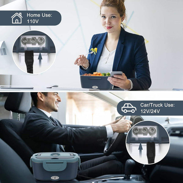 Electric Lunch Box – Portable Food Warmer with Dual Compartments & Car/Home Plug