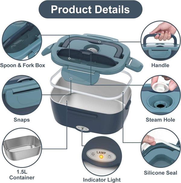 Electric Lunch Box – Portable Food Warmer with Dual Compartments & Car/Home Plug