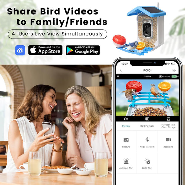 Smart Bird Feeder with Camera Solar Powered