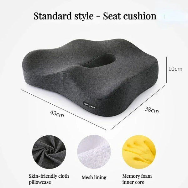 Memory Foam Office Chair Cushion – Orthopedic Lumbar & Coccyx Support for Car & Desk Chair