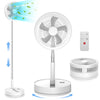 7200mAh Rechargeable Folding Floor Fan with Remote and 4 Speeds