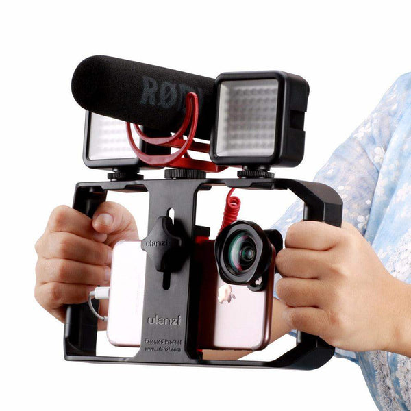 Smartphone Video Rig Stabilizer with Light – Smooth Shooting & Lighting for Mobile Filming