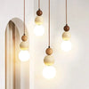 Cream Pendant Lamp – LED Chandelier for Bedroom and Restaurant – Stylish Wood and Stone Design