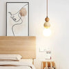 Cream Pendant Lamp – LED Chandelier for Bedroom and Restaurant – Stylish Wood and Stone Design