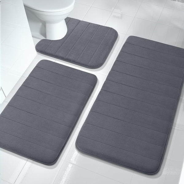 Memory Foam Non Slip Bath Mat - 3pcs Set