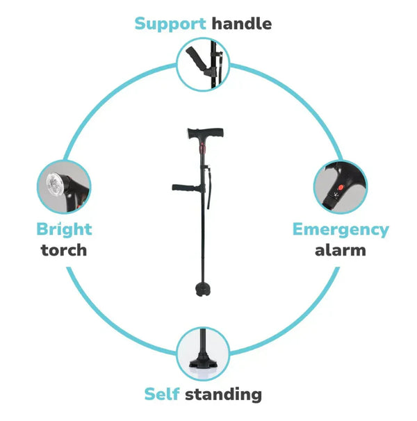 Adjustable Folding Cane with LED Light – Walk with Confidence & Safety