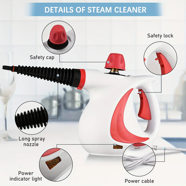 Handheld Steam Cleaner with High-Temperature Steam - 9 Accessories for Versatile Home Cleaning 4