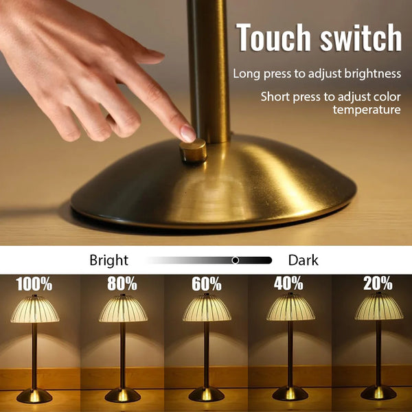 LED Table Lamp with Touch Sensor & Dimmable Colors - Retro Design for Versatile Lighting 3