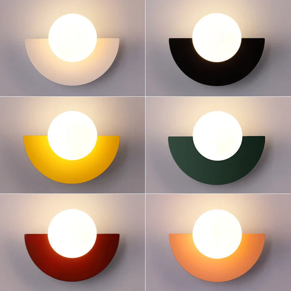 LED Wall Sconce with Round Plastic Ball Lampshade – Modern Wall Light for Bedroom and Corridor
