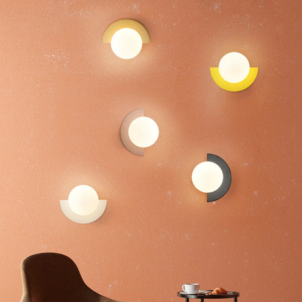LED Wall Sconce with Round Plastic Ball Lampshade – Modern Wall Light for Bedroom and Corridor