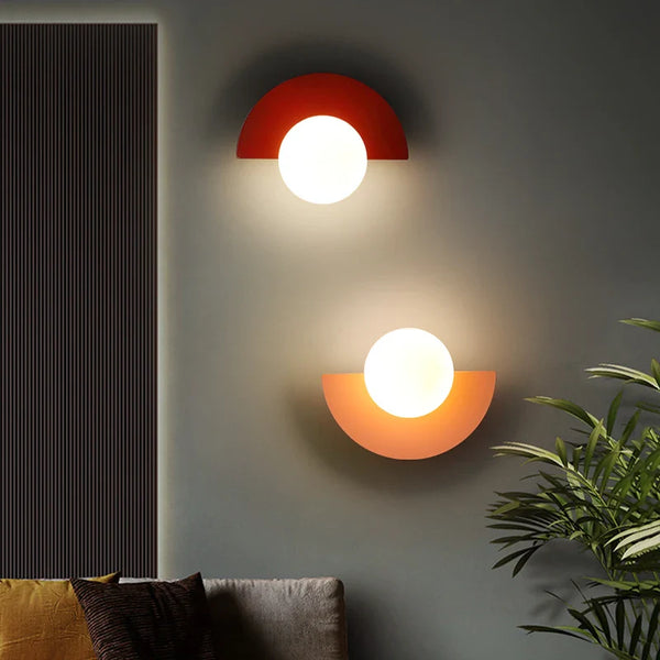 LED Wall Sconce with Round Plastic Ball Lampshade – Modern Wall Light for Bedroom and Corridor