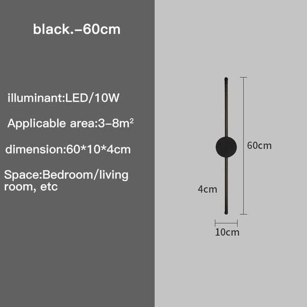 Modern I-Shaped LED Wall Light – Adjustable Three-Tone Wall Lamp for Bedroom and Living Room, Black Aviation Aluminum Sconce