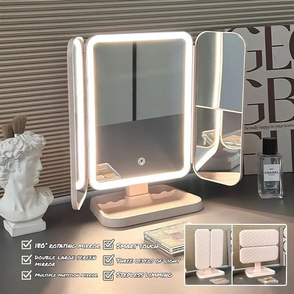 Makeup Mirror with LED Lights & Touch Control - 360° Rotation for Perfect Reflection 5