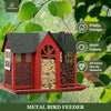 Metal Mesh Bird Feeder House with Triple Feeders - Large Capacity for Wild Birds 3
