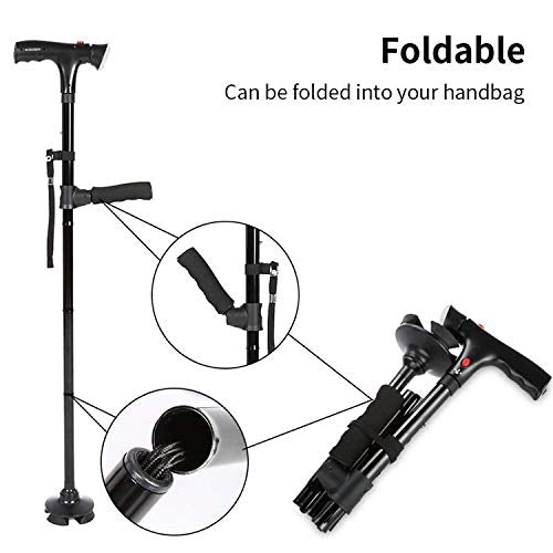 Adjustable Folding Cane with LED Light – Walk with Confidence & Safety
