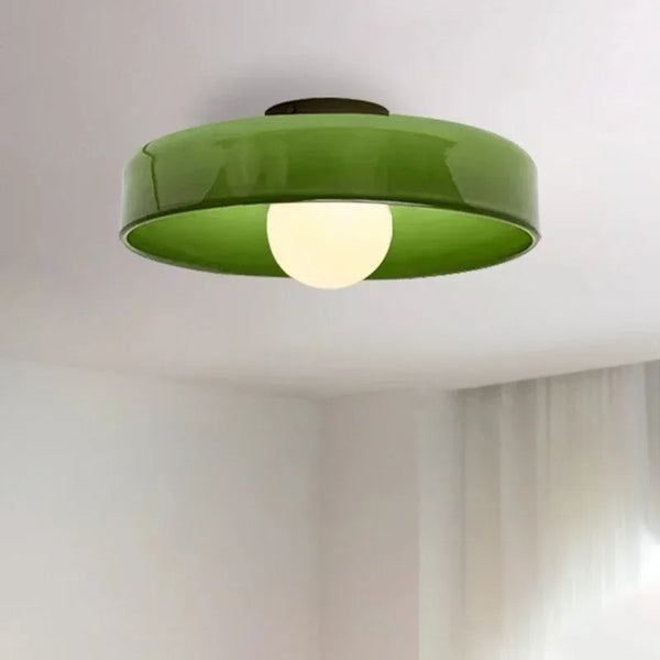 Nordic LED Flush Mount Ceiling Light Fixture – Retro Glass Design for Bedroom and Living Room