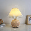 Retro LED Fabric Pleated Table Lamp with Rattan Base – USB Plug Bedside or Desk Lamp for Cozy Ambiance 6