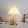 Retro LED Fabric Pleated Table Lamp with Rattan Base – USB Plug Bedside or Desk Lamp for Cozy Ambiance 7