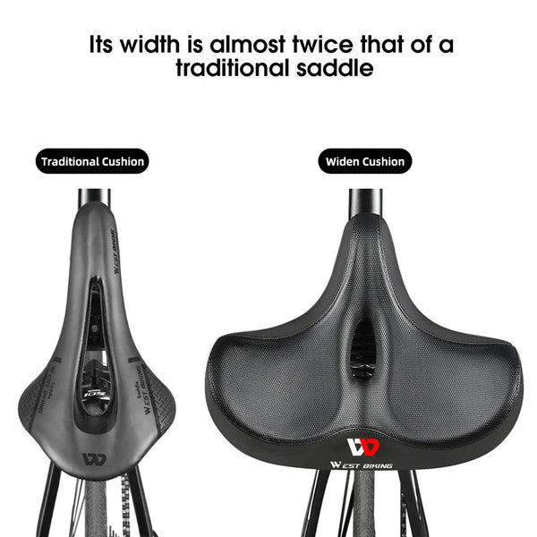 Wide Ergonomic Bike Saddle for MTB E Bike and City Bicycle Comfort