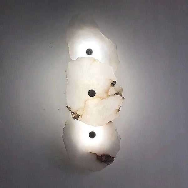 Luxury Natural Marble LED Wall Lamp with Copper Accents – Modern Indoor Wall Sconce for Bedroom and Living Room Decor