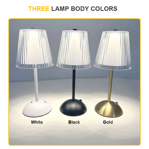 Rechargeable LED Touch Table Lamp – Nordic Dimmable Bedside Light with 3 Color Modes