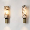 Modern Natural Marble Wall Lamp with Copper Accents – Elegant Wall Sconce Lighting for Bedroom and Corridor