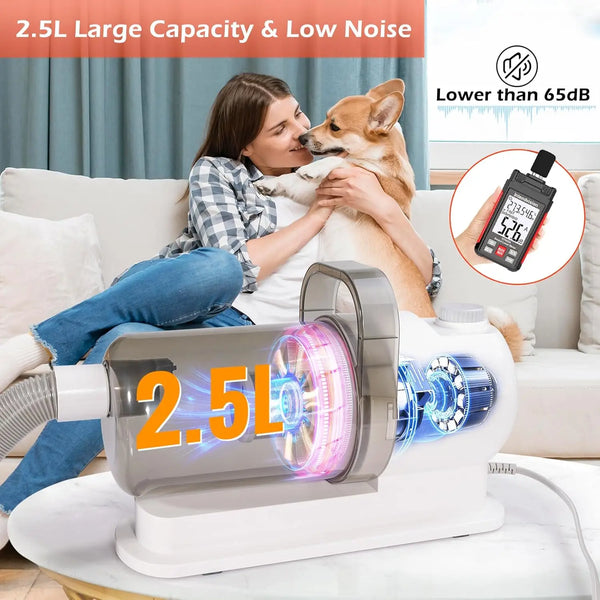 6-in-1 Pet Grooming Vacuum Kit with Clippers and Hair Remover