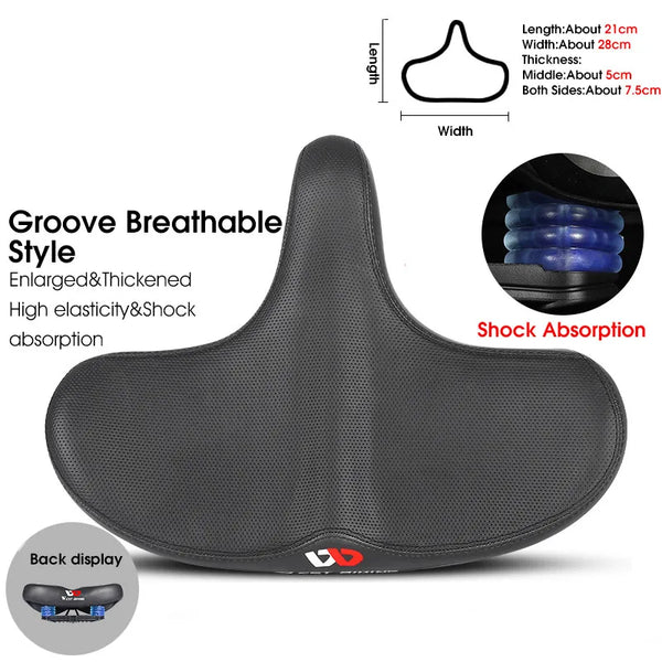 Wide Ergonomic Bike Saddle for MTB E Bike and City Bicycle Comfort