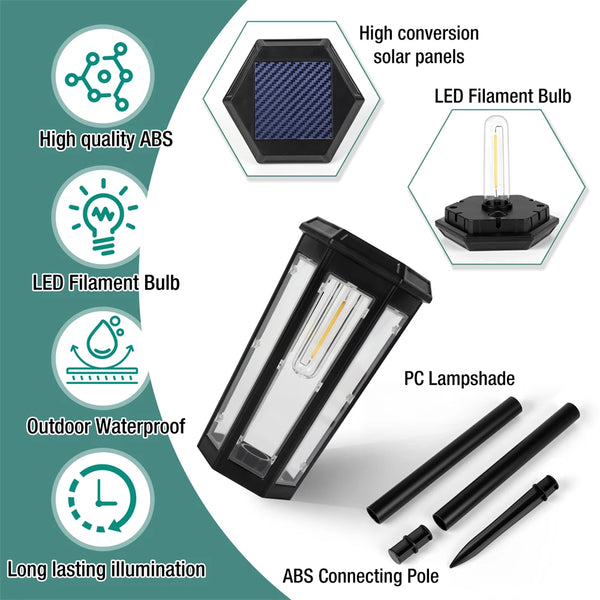 Solar Pathway Lights Waterproof LED Garden Lamps Outdoor