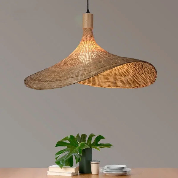 Hand Knitted Bamboo Pendant Lamp – Eco-Friendly Chinese Style Hanging Light for Home and Restaurant Decor-4