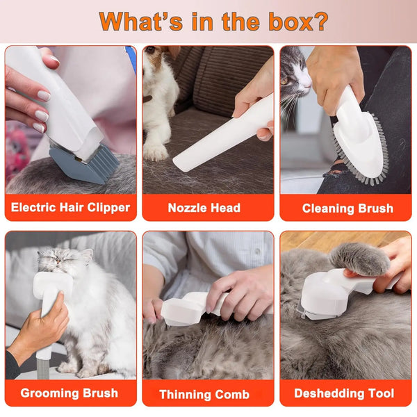 6-in-1 Pet Grooming Vacuum Kit with Clippers and Hair Remover