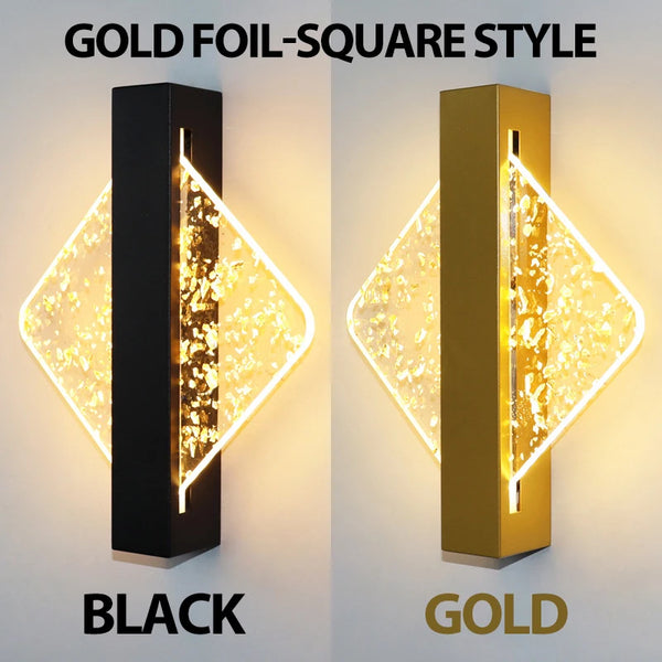Variant image for Modern LED Wall Lamp with Gold Foil Finish – 10W Acrylic Wall Sconce for Indoor Bedroom and Living Room Lighting-7