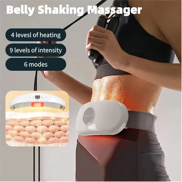 Portable Heated Belly Massage Belt with Vibration & Fat Burn Modes