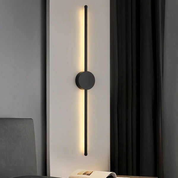 Modern I-Shaped LED Wall Light – Adjustable Three-Tone Wall Lamp for Bedroom and Living Room, Black Aviation Aluminum Sconce