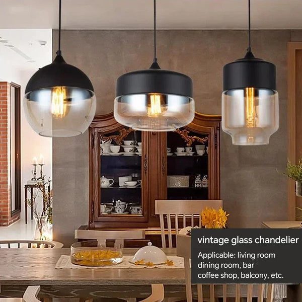 Nordic Wood Glass Pendant Light – Modern Hanging Lamp