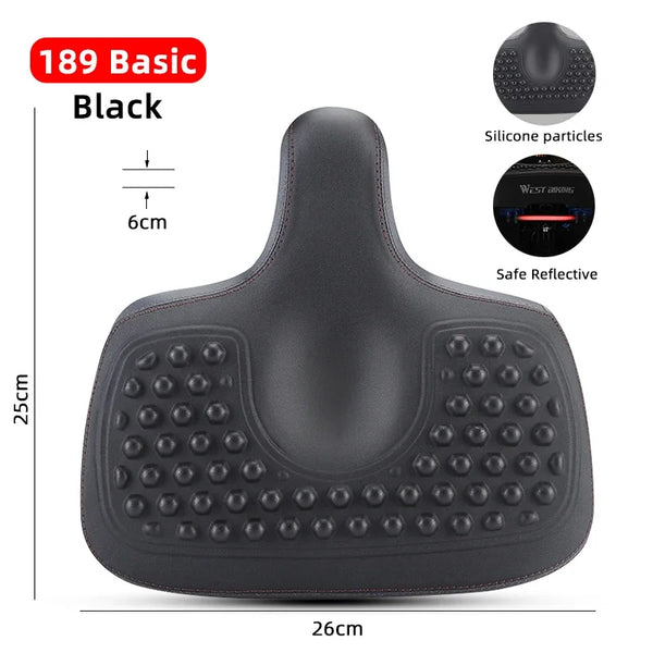 Wide Ergonomic Bike Saddle for MTB E Bike and City Bicycle Comfort