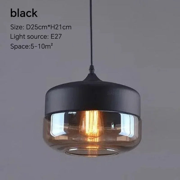 Nordic Wood Glass Pendant Light – Modern Hanging Lamp