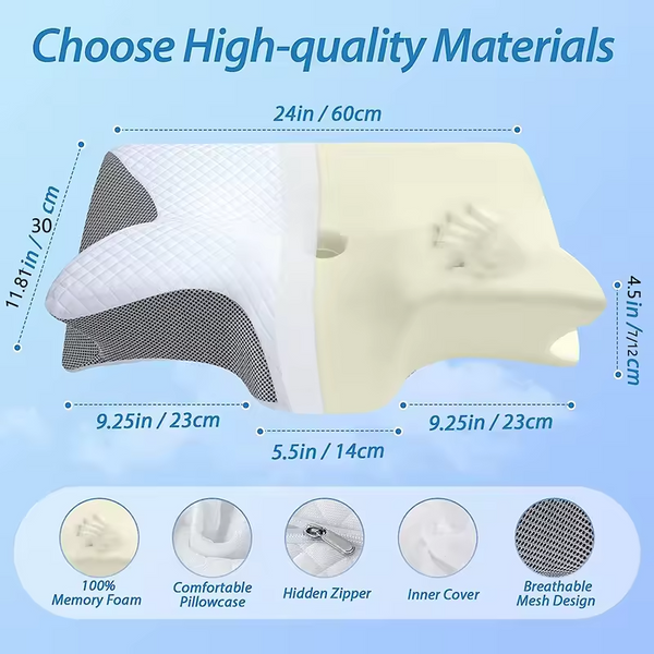 2 in 1 Memory Foam Cervical Pillow - Adjustable Orthopedic Neck Pillow for Better Sleep