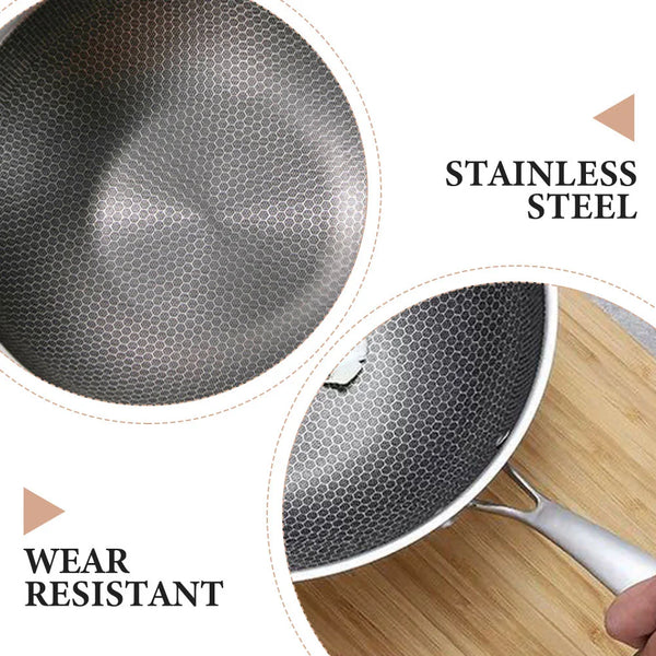 Stainless Steel Non-Stick Wok Pan for All Stoves with Handle