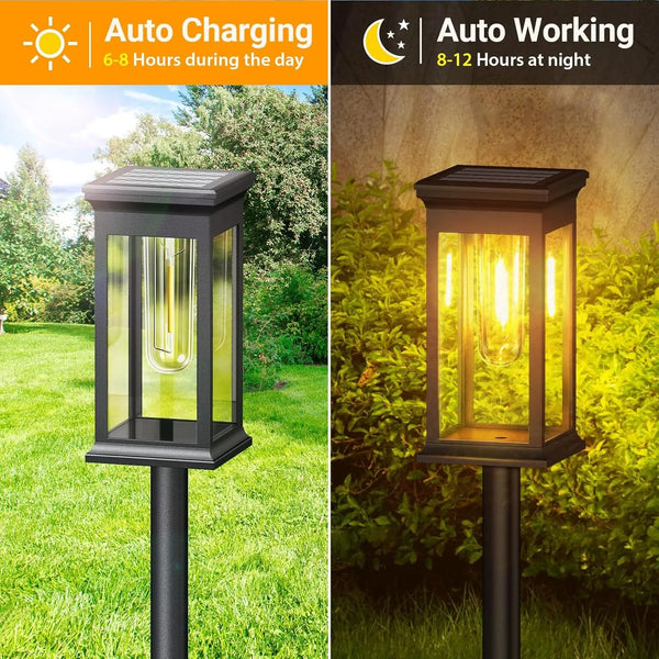 4PCS Solar Pathway Lights Outdoor Waterproof Landscape LED Lamps for Garden and Walkway